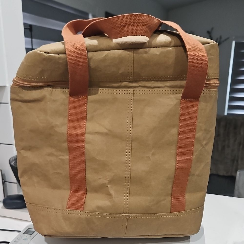 Tan Backpack with Orange Straps - Picture 4 of 10